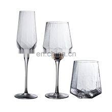 Classic Birthday Gift Custom Logo Champagne Transparent Color Diamond Elegant Golden Wine Glass thumbnail-4