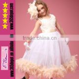 Wholesale Fashion 2014 Girls Party Dress Rosette Feather Dresses baby dress