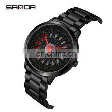 SANDA P1060 Fancy Cool Watch for Men Quartz Unique Dial Style Leather Mens Modern Watch thumbnail-1