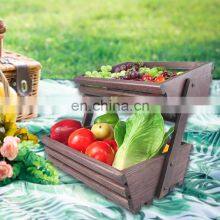 Nature Wood Fruit Basket 2 Tier Fruit Stand Countertop Fruit Holder For Kitchen thumbnail-5