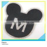 Iron on Decals Hotfix Black Horse Hair Mix Rhinestone Oval Patch 12x15cm thumbnail-2