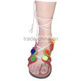 Leather footwear pompom sandals casual slip-on flip-flop India handmade slippers