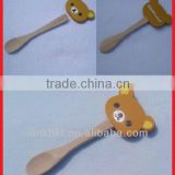 Small wooden Spoon with customized design soft PVC logo cap cover or head