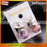 Brand Design Jewelry Thick Glass Beads Double Pearl Stud Earring