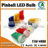 6.3V AC Wedge T10 555 BA9S 44 47 5630 2 SMD Pinball LED Bulb With Waved Cap for Pinball Machine