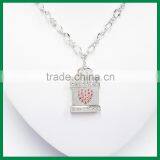 Key Heart Lock With Crystal Necklace thumbnail-3