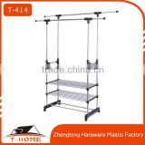Clothing Rack Folding Double Pole Hanger and Clothes Rail