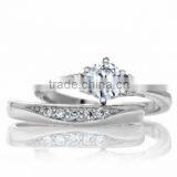 JINSE Petite Faux Diamond Wedding Ring Set thumbnail-1