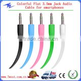 Colorful 3.5mm Male to Male Aux Stereo Flat Car Audio Cable for Mobile Devices