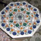 White Marble Inlay Pietra Dura Table Top