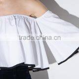 Women's Off Shoulder 1/2 Sleeve Loose Short Tops Blouse Shirt thumbnail-5