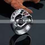 Mens Diamond/ Natural Ruby Skull Wedding Ring thumbnail-4