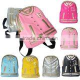 High Quality Korean Splice Style pu Leather Girl and Boy School Backpack Bag thumbnail-1