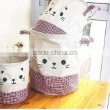 Cotton Linen Fabric Folding Laundry Hamper Collapsible Storage Basket Foldable Laundry Basket thumbnail-6