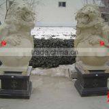 Big Stone Roaring Lion Statue With Ball thumbnail-1