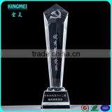 Customized Blank Crystal Trophy With Eagle Colored Glaze On The Top thumbnail-3