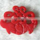 Wholesale 30mm Oval Red Flower Carved Natural Coral Stone Pendant thumbnail-1