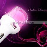 LED Light Rose Shape Dual USB Port Car Charger For Phone thumbnail-2
