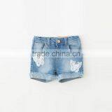 Summer New Hot Shorts Lace Butterfly Denim Jeans For Kids Girl thumbnail-1
