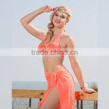 2015 Swimsuit for Women Three Piece High Quality Solid Color Swimsuit Bra and Panties Bikini Set thumbnail-4