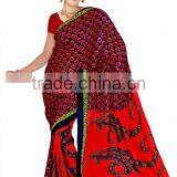 Digital Flower Printed Saree in Mix Color thumbnail-2