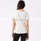 Embossed Logo T-shirt Plain White Round Neck T-shirt thumbnail-2