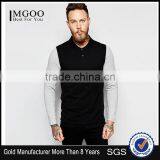 Best Price MGOO OEM Factory Long Sleeve Muscle Polo With Contrast Sleeves In Black thumbnail-1