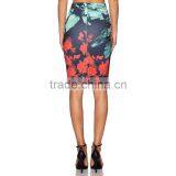 MGOO High Fashion Branded Knee Length Skirts For Women Office Suit Skirts Floral Color Changing Skirts 15145A244 thumbnail-3