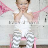 Wholesale Knit Cotton Baby Leg Warmers Grey and White With Grey Chiffon Ruffles thumbnail-1