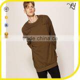 Casual Longline Regular Cut Mens Ripped Pullover Hoodie for Man thumbnail-1