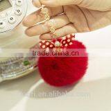 Hot Selling New Rabbit Pom Pom Fur Ball Bow Cell Phone Keychain Pendant Charm Key Chain Mirror Case For IPhone thumbnail-4