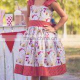 2017 Christmas Girl Party Dress Red Striped Snowman Printed Dress thumbnail-3