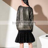 M1134 Runwaylover 2016 Latest Design Fashion Ladies Geometric Pattern Golden Gilding Loose Knitted Loose Sweater thumbnail-6