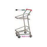 American Style Metal Shopping Basket Trolley / Two Basket Shopping Cart 50KGS thumbnail-1