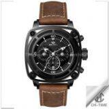 Fashion Luxury Water Resistant 316l Stainless Steel Case Japan Quartz Movt Genuine Leather Band Chronograph Sport Men's Watch thumbnail-1