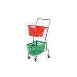 Commercial Four Wheel Double Basket Shopping Trolley Cart 520x425x1010mm
