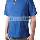 Men's V-Neck T-Shirt 100% Cotton Thai Hippie Shirt Beach Yoga Top thumbnail-1