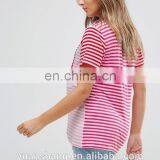 2017 New Design Maternity Nursing T-Shirt With Wrap Overlay In Pink Stripe thumbnail-2