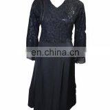 Designer Floral Printed Dubai Burkha With Black Diamond Stone Work / Casual Occasion Wear Abaya (dubai Abaya 2017) thumbnail-1