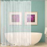 Microfiber Satin Stripe Fabric Shower Curtain Liner Water Proof Hotel Bathroom Curtain 72x72inch-White thumbnail-5
