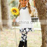 Girls White & Black Daisy Print Long Sleeve Side Slit Cuffed Tunic Matching Leggings Set Kids Clothing Girls Fall Bou thumbnail-4