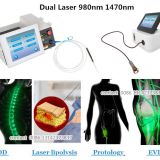 Dual Wavelength 980nm 1470nm Diode Laser Physiotherapy Proctology PLDD EVLT Treatment hemorrhoids removal Vascular Removal Lipolysis Fat melting Nail fungus removal