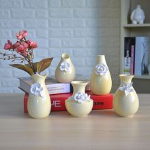 Ins Nordic Hand Made Simple Yellow Small Ceramic Flower Vase For Living Room Decor