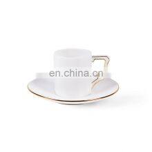 Luxury White Glazed Modern Ceramic Wholesale Gold Mug Porcelain Fine Bone China Coffee Tea Cups and Saucers Set thumbnail-4