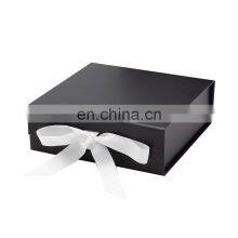 Standard Black Retail Packaging Magnetic Closure Flat Fold Scarves Gift Box With Ribbon thumbnail-2