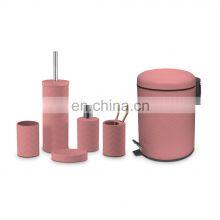 White Wholesale Bathroom Accessories Set With Waste Bin Toilet Brush Soap Dispenser