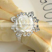 In Stock White Plastic Metal Ring Flower Plant Napkin Ring For Wedding Festival Decor Wholesale thumbnail-3