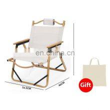 Wholesale Beach Camp Chair Outdoor Glamping Furniture Portable Wood Grain Aluminum Folding Camping Chair thumbnail-1