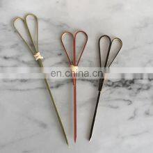 Bamboo Heart Looped Skewer Handle Barbeque Knotted Bamboo Fruit Sticks/skewer/picks thumbnail-3