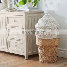 European Style Natural Water Hyacinth Ice Cream Cone Hamper Laundry Storage Basket With Lid Best Price Vietnam Supplier thumbnail-3
